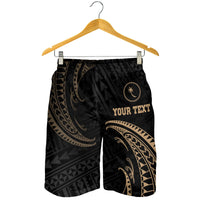 Chuuk Polynesian Custom Personalised Men's Short - Gold Tribal Wave - Polynesian Pride