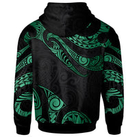Hawaii Kanaka Maoli Polynesian Hoodie Zip up Polynesian Tattoo Green Version - Polynesian Pride