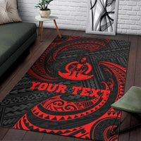 Vanuatu Polynesian Custom Personalised Area Rug - Red Tribal Wave - Polynesian Pride