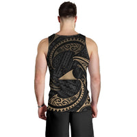Tokelau Polynesian Custom Personalised Men's Tank Top - Gold Tribal Wave - Polynesian Pride