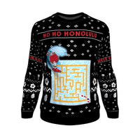 Hawaii Ugly Christmas Santa Claus Sweatshirt - Maze Game Style - Polynesian Pride