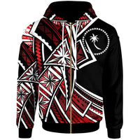 Chuuk Zip Hoodie Tribal Flower Special Pattern Red Color Unisex Red - Polynesian Pride