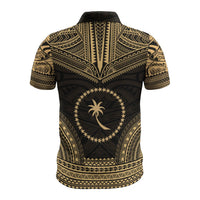 Chuuk Polo Shirt Chuuk Flag Polynesian Chief Tattoo Gold Version - Polynesian Pride