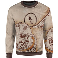 Chuuk Sweatshirt - Hibiscus Flowers Vintage Style Unisex Nude - Polynesian Pride