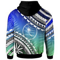 Chuuk Hoodie Palm Leaf Texture Blue Gradient - Polynesian Pride