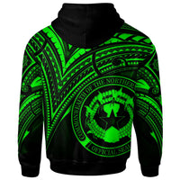 Northern Mariana Islands Zip Hoodie Green Color Cross Style - Polynesian Pride