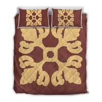 Hawaiian Royal Pattern Quilt Bed Set - Coral - M1 Style - AH Coral - Polynesian Pride