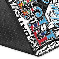 (Custom Personalised) Fiji Rugby Bati Tapa Pattern Area Rug - LT2 - Polynesian Pride