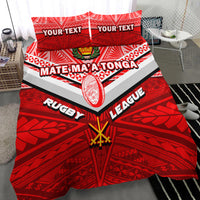 (Custom Personalised) Tonga Rugby Mate Ma'a Tonga Tapa Pattern Bedding Set - LT2 RED - Polynesian Pride