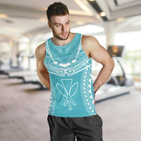 Hawaiian Kanaka Map Football Jersey Men's Tank Top - Cyan - Roger Style - AH - Polynesian Pride