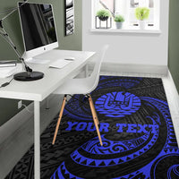 Tahiti Polynesian Custom Personalised Area Rug - Blue Tribal Wave - Polynesian Pride
