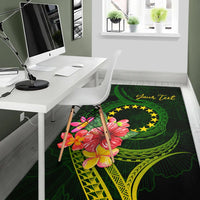 Cook Islands Polynesian Custom Personalised Area Rug - Floral With Seal Flag Color - Polynesian Pride