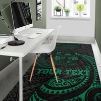 Fiji Polynesian Custom Personalised Area Rug - Green Tribal Wave - Polynesian Pride