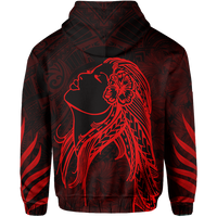 Polynesian Tropic Hula Girl Hibiscus Hawaii Zip Hoodie Red - Polynesian Pride