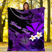 (Custom Personalised) Hawaii Turtle With Plumeria Leaf Purple Blanket - LT12 - Polynesian Pride