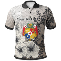 Tonga Polo Custom Vintage Luxury Floral Style Unisex Nude - Polynesian Pride