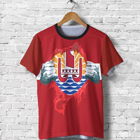 Tahiti T Shirt Tahiti Flag A6 Unisex Red - Polynesian Pride