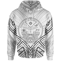Marshall Islands Hoodie Marshall Islands Seal Tribal Patterns Unisex White - Polynesian Pride