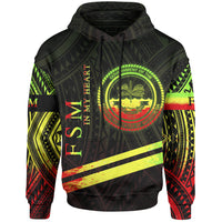 Federated States of Micronesia Hoodie In My Heart Style Reggae Polynesian Patterns Unisex Black - Polynesian Pride