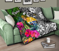 Nauru Premium Quilt - Turtle Plumeria Banana Leaf Crest - Polynesian Pride