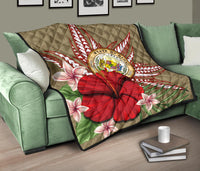 Hawaii Polynesian Coat Of Arm Tropical Premium Quilt - AH - Polynesian Pride