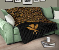 Hawaii Polynesian Premium Quilt - Yellow Kanaka Maoli Curve Version - Polynesian Pride