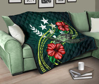 Kosrae Polynesian Premium Quilt - Green Turtle Hibiscus - Polynesian Pride