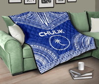 Chuuk Premium Quilt - Chuuk Flag Polynesian Chief Blue Version - Polynesian Pride