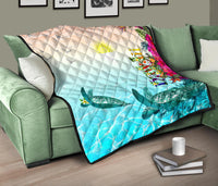 Polynesian Hawaii Quilts - View sea Hawaii with Turtle and Whale - Polynesian Pride