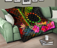 Cook Islands Polynesian Premium Quilt - Hibiscus and Banana Leaves - Polynesian Pride