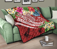 Kosrae Polynesian Premium Quilt - Summer Plumeria (Red) - Polynesian Pride