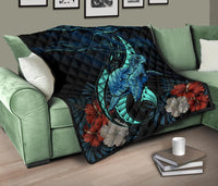 Hawaii Polynesian Honu Sea Hibiscus Premium Quilt - Polynesian Pride
