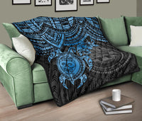 Federated States Of Micronesia Premium Quilt - Federated States Of Micronesia Seal & Blue Turtle Hibiscus - Polynesian Pride
