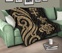 Fiji Polynesian Premium Quilt - Gold Tentacle Turtle - Polynesian Pride