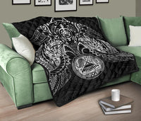 American Samoa Premium Quilt - American Samoa Seal Turtle Manta Ray White Style - Polynesian Pride