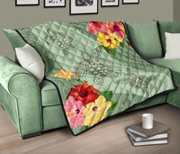Hawaii Turtle Hibiscus Premium Quilt - Tink Style - Polynesian Pride