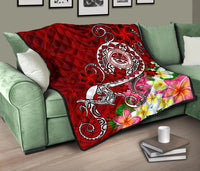 FSM Premium Quilt - Turtle Plumeria (RED) - Polynesian Pride