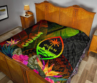 Guam Polynesian Premium Quilt - Hibiscus and Banana Leaves - Polynesian Pride