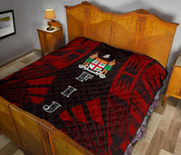 Fiji Premium Quilt - Fiji Coat Of Arms Polynesian Red Tattoo - Polynesian Pride