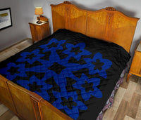 Hawaiian Premium Quilt Royal Pattern - Black And Blue - A1 Style - Polynesian Pride
