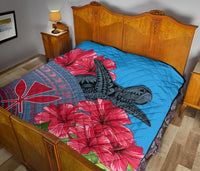 Hawaii Turtle Hibiscus Kanaka Pink Style - Premium Quilt AH - Polynesian Pride