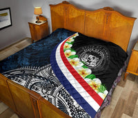 Polynesian Hawaii Premium Quilt - Hawaii Seal With Plumeria Style - Polynesian Pride