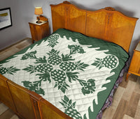 Hawaiian Premium Quilt Pineapple Pattern - Green - Polynesian Pride