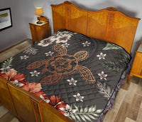 Hawaii Turtle Polynesian Hibiscus Kanaka Style Tropical - Premium Quilt AH - Polynesian Pride