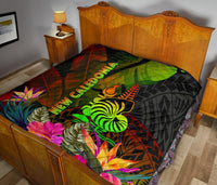 New Caledonia Polynesian Premium Quilt - Hibiscus and Banana Leaves - Polynesian Pride