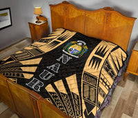 Nauru Premium Quilt - Nauru Coat Of Arms Polynesian Gold Tattoo - Polynesian Pride