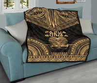 Papua New Guinea Premium Quilt - Papua New Guinea Coat Of Arms Polynesian Chief Gold Version - Polynesian Pride