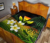 Kanaka Maoli (Hawaiian) Premium Quilt, Polynesian Plumeria Banana Leaves Reggae - Polynesian Pride