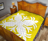 Hawaiian Premium Quilt Royal Pattern - Yellow - A2 Style - Polynesian Pride