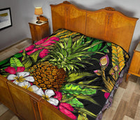 Hawaii Tropical Flowers Pineapple Premium Quilt - Polynesian Pride